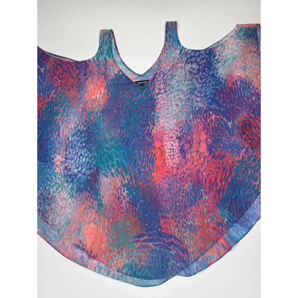 EVER NEW MELBOURNE Cold Shoulder Abstract Print Sheer Top Women's USA Size 6